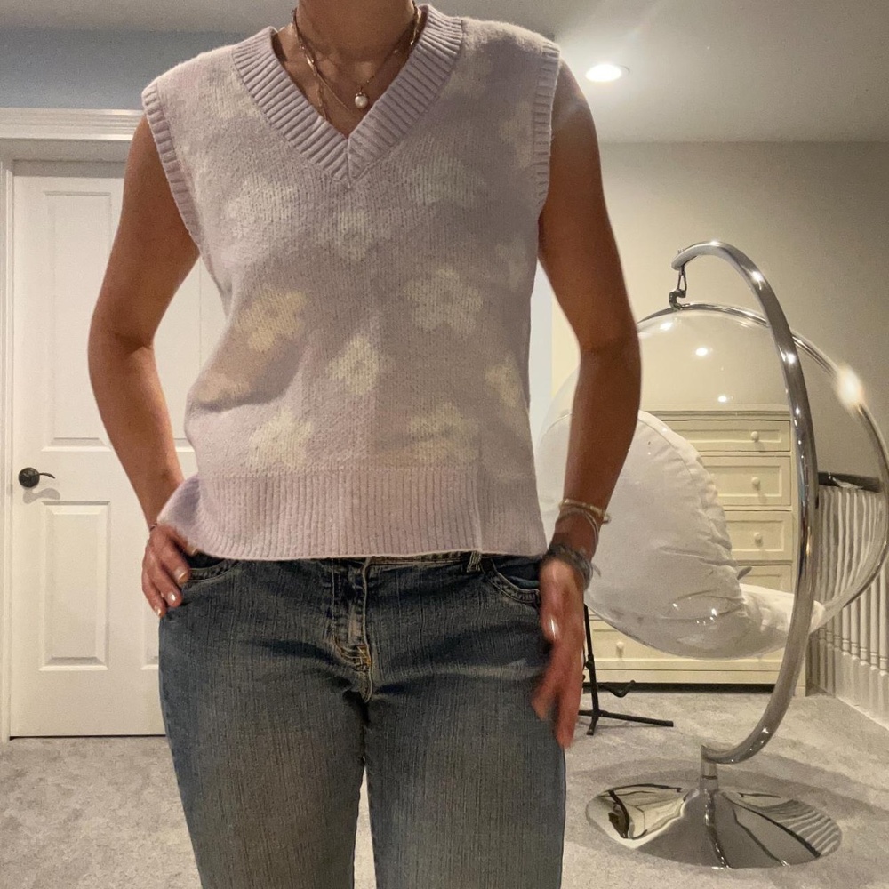 Purple flower sweater vest